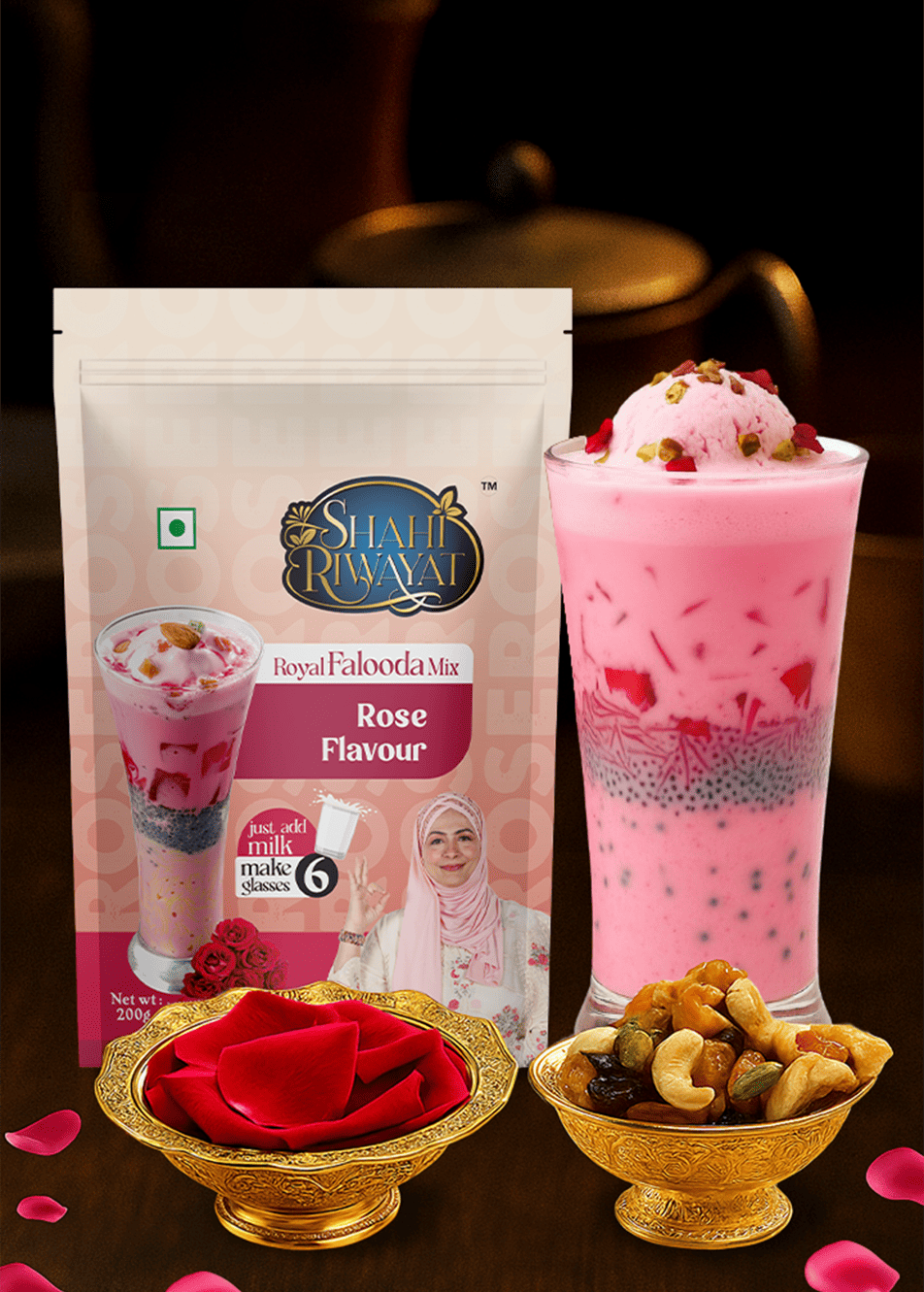 Royal Rose Falooda Mix – Classic & Aromatic Dessert | Shahi Riwayat